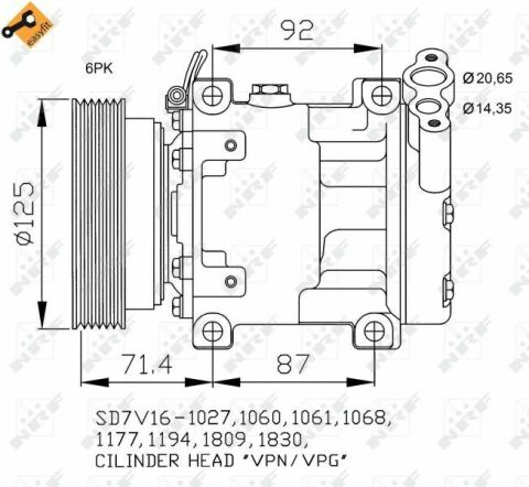 Компрессор кондиционера Dacia Logan 04-/Renault Sandero 08-/Duster 1.5/1.6/1.5DCI/1.6DCI 10-18