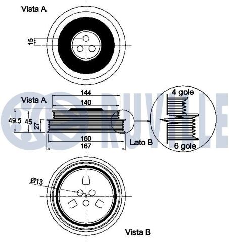 Шкив коленвала transit 2.2tdci 06-