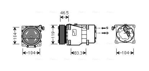 Компрессор кондиционера berlingo, c5 i, fiat ulysse 02-, peugeot Citroen