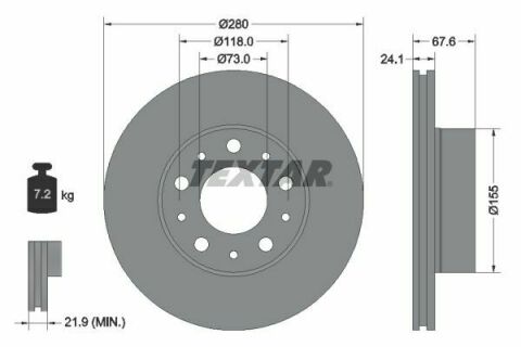 Диск тормозной Fiat Ducato/Peugeot Boxer 1.4t 94- (280x24.1) PRO+