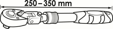 Тріскачка 3/8&quot; телескопічна 90 зубців 250-350 mm