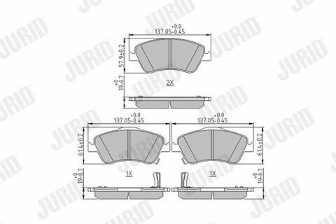 JURID Колодки гальмові пров. TOYOTA AURIS 07-