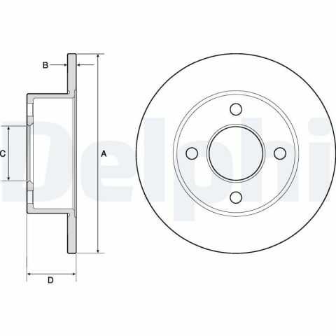 Диск тормозной задний 10mm Audi 80/100 82-96 VW