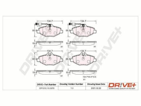 DP1010.10.0878 Drive+ - Тормозные колодки для дисков