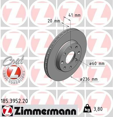 Диск тормозной (передний) Chevrolet Spark 10-/Daewoo Kalos 02-(236x20) (с покрытием) (вентилированный)