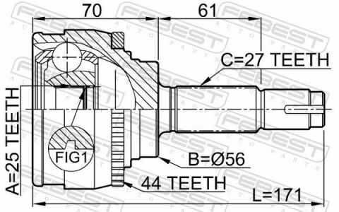 ШРКШ (ШРУС) наружный 25x56x27 NISSAN PRIMERA 95-01