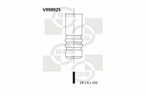 Клапан (випуск) Audi A4/A6/VW Golf V/VII 1.8TSI-4.2FSI 02- (28x6x102)