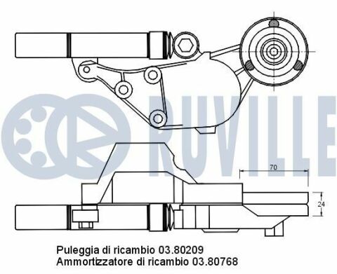 RUVILLE AUDI Ролик натягувача ременя A3 1.9TD 96-01