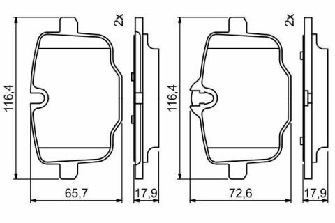 Колодки гальмівні (задні) BMW 5 (F10/F11/F18)/6 (F12/F13) 09- (TRW)