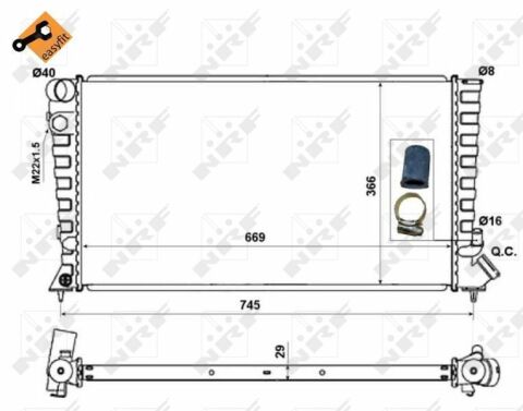 Радіатор охолодження Citroen Berlingo/Peugeot Partner 1.8D/1.9D 96-