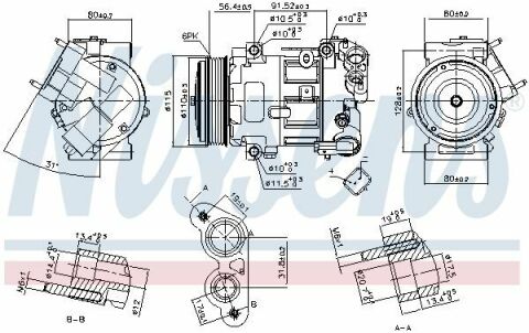 Компрессор кондиционера BERLINGO 17-, C3 PICASSO 15-, C4 PICASSO II 13-, OPEL, PEUGEOT CITROEN