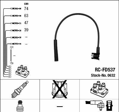 Комплект изолированных проводов для свечей зажигания rc-fd537