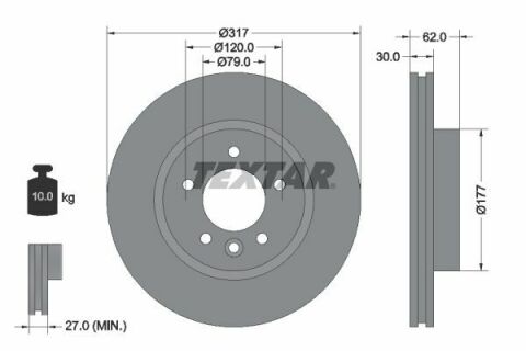 Диск тормозной (передний) Land Rover Discovery 04-18 (317x30) PRO+