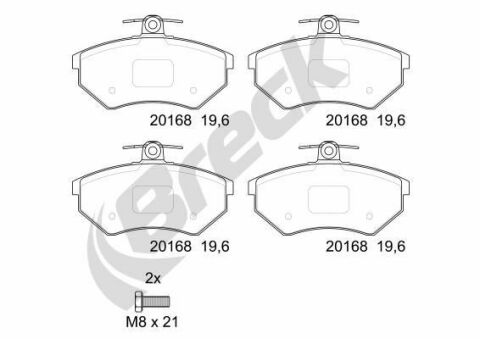 Колодки гальмівні (передні) Audi 80 -94/VW Golf III/IV -02/Caddy II -04/Vento -98 (119x69.5x19.6)