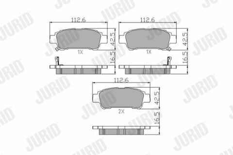 JURID TOYOTA Тормозные колодки задн. Avensis Verso 01-, Previa 00-