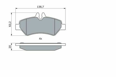 Колодки гальмівні (задні) MB Sprinter 209-319 CDI/VW Crafter 30-35 06- (Bosch)