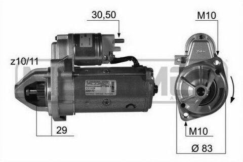 Стартер MB Sprinter 96-09/Vito 96-/C-class(W202/W203) 93-07/E-class(W124-W211) 93-09 2.0-3.2 (2kw)