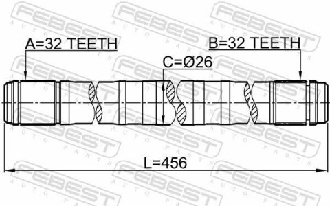 Полуось левая 32x456x32 HONDA CR-V 96-