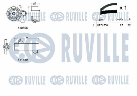 RUVILLE TOYOTA К-кт ремня ГРМ(2 ролика+ремень) Land Cruiser 02-