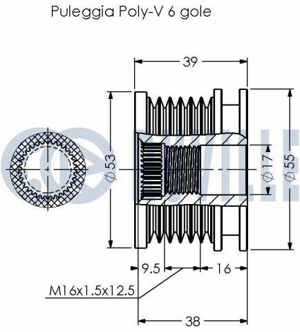 RUVILLE VW Шкив генератора Golf/Vento, Polo, Passat