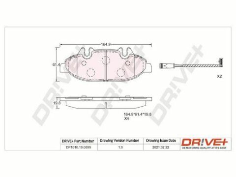 DP1010.10.0899 Drive+ - Гальмівні колодки до дисків