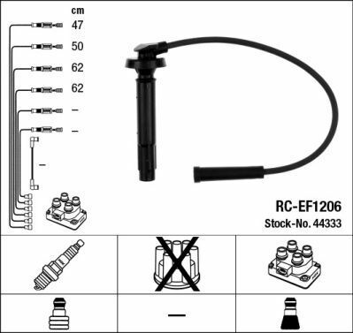 Комплект изолированных проводов для свечей зажигания rc-ef1206