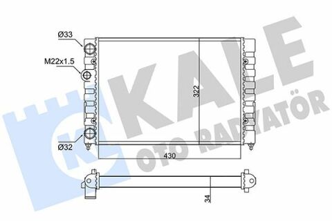 KALE VW Радиатор охлаждения Golf III,Vento 1.4/1.6 91-