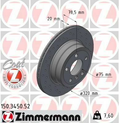 Диск тормозной (задний) BMW X5 (E70/F15) 07-/X6 (F16) 09- (320x20) (с покрытием) (с отверстиями (вент.)