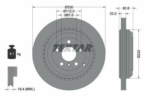 Диск тормозной (задний) MB GL-class (X164)/M-class (W164) 06- (330x22) PRO