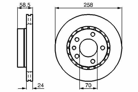 Диск тормозной передний (вентил.) OPEL Omega A (258*23,9)(кр.2)