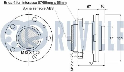 RUVILLE CITROEN Подшипник задн. с датчиком ABS C4 Picasso,Peugeot 308 13-