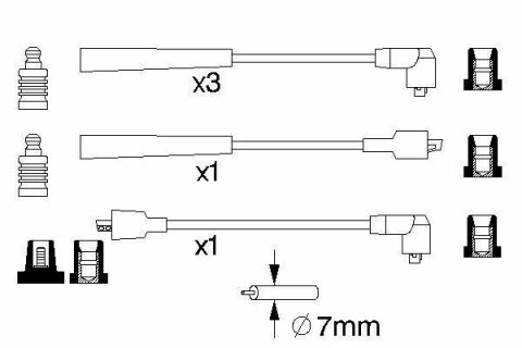 Провода зажигания Mitsubishi Colt/Galant/Pajero 1.6-2.4 80-00 (к-кт)