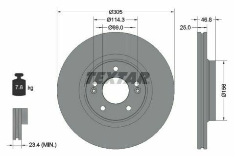 Диск гальмівний (передній) Hyundai Tucson/ I30/ Kia Ceed/Sportage 15- (305x25) (замінено на 92292205)