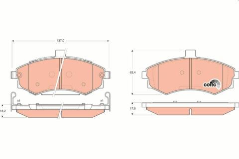 Комплект тормозных колодок из 4 шт. дисков