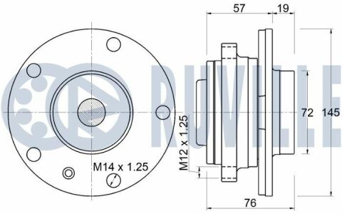 RUVILLE BMW К-кт подшипника передней ступицы 5 F10/F07/F11, 7 F01