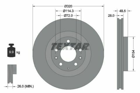 Диск тормозной (передний) Mazda CX-7/CX-9 06- (320x28) PRO