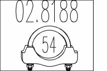 Хомут выхлопной системы U-образный (М8, Диаметр 54 мм)