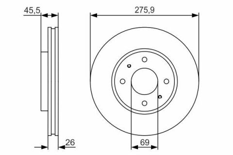 Диск тормозной (передний) Mitsubishi Lancer 03-/Galant VI 96-04 (275.9x26)