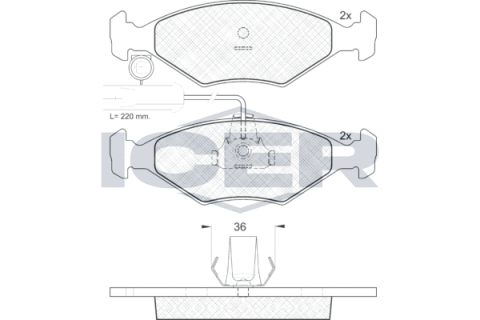 Колодки тормозные передние дисковые FIAT Siena 97-16, Albea 96-11, Palio 96-20