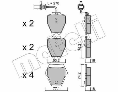 Колодки тормозные (передние) Audi A4 97-01/A6 97-05/Phaeton 02-08 (+датчики)