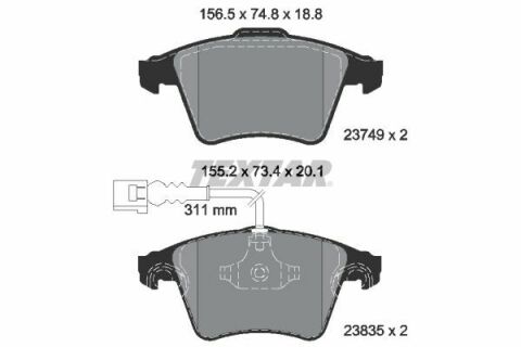 Колодки гальмівні (передні) VW Touareg 2.5TDI 03-10 (Teves) Q+ (з датчиком) Колодки гальмівні (передні) VW Touareg 2.5TDI 03-10 (Teves) Q+ (з датчиком)