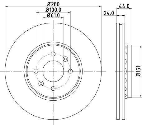 Диск тормозной передний HIGH CARBON RENAULT Laguna, Kangoo, Megane (280*24)