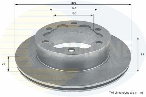 ADC1645V Comline - Диск гальмівний вентильований з покриттям