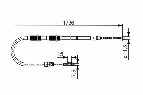 Трос ручника (задний) Audi A4 00-09 (1736/1572mm)