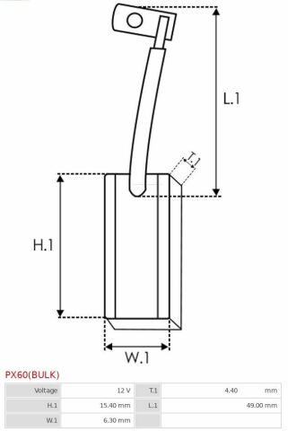 Щітки генератора BMW 3 (E46) 98-05 (6,3x4,4x15.4) Щітки генератора BMW 3 (E46) 98-05 (6,3x4,4x15.4)