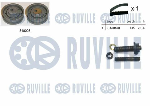 RUVILLE VW К-т ремня ГРМ (ремень+ролик+крепленеие) 1.6D