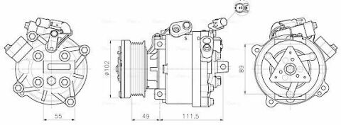 Компресор кондиціонера LANCER VIII 1.6 10-, 1.8 08-, 2.0 07-, OUTLANDER II 2.0 06-, OUTLANDER III 2.0 12-, CITROEN, PEUGEOT MITSUBISHI