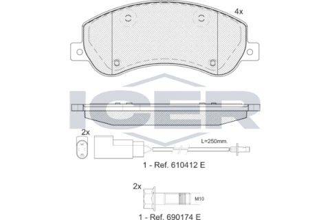 Колодки гальмівні (передні) Ford Transit 06-14/Transit Connect 06-13 (RWD) (+датчики)