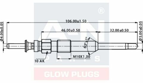 Свеча накаливания (двойная спираль) 11V E46 2.0d 98- BMW