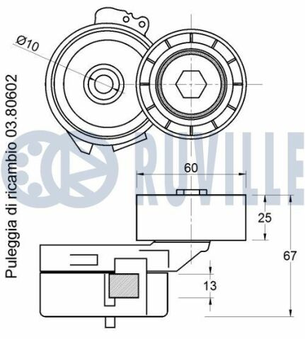 RUVILLE CITROEN Ролик натяжителя ремня Jumpy 1.9D